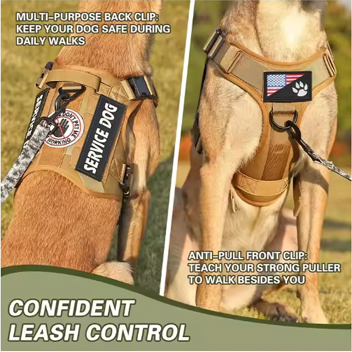 US Local Tactical Service Dog Harness Vest Adjustable Reflective No Pulling - Image 4