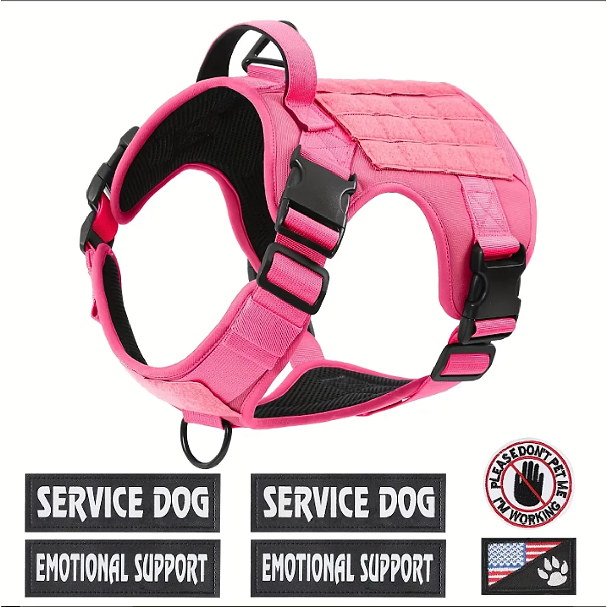 US Local Tactical Service Dog Harness Vest Adjustable Reflective No Pulling - Image 6