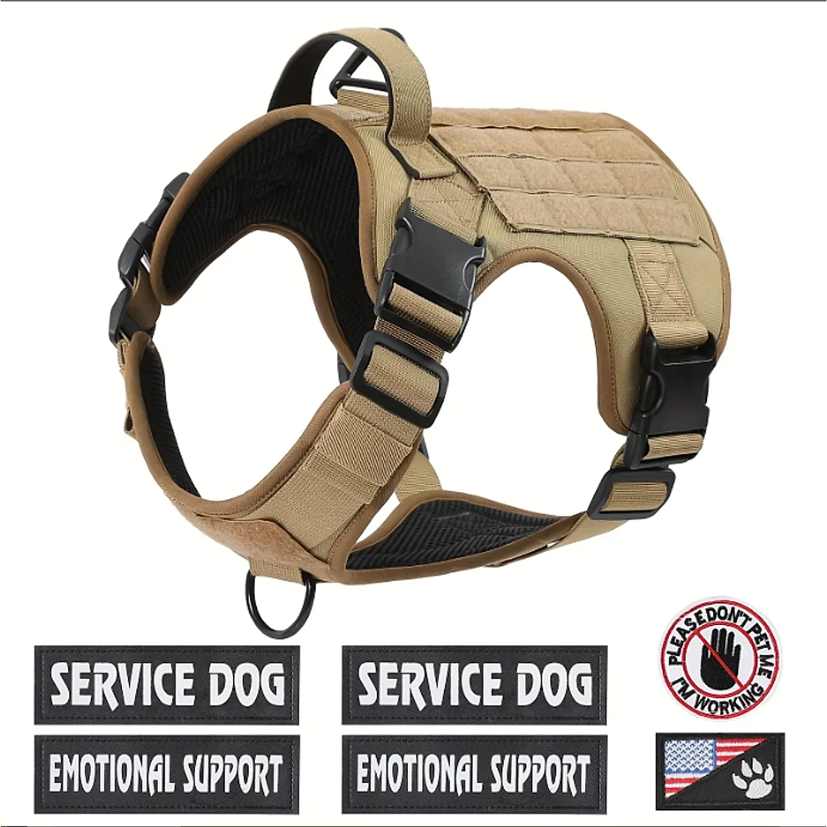 US Local Tactical Service Dog Harness Vest Adjustable Reflective No Pulling - Image 20
