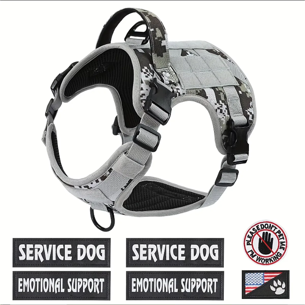 US Local Tactical Service Dog Harness Vest Adjustable Reflective No Pulling - Image 21