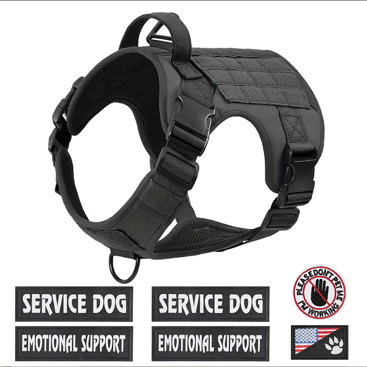 US Local Tactical Service Dog Harness Vest Adjustable Reflective No Pulling - Image 14