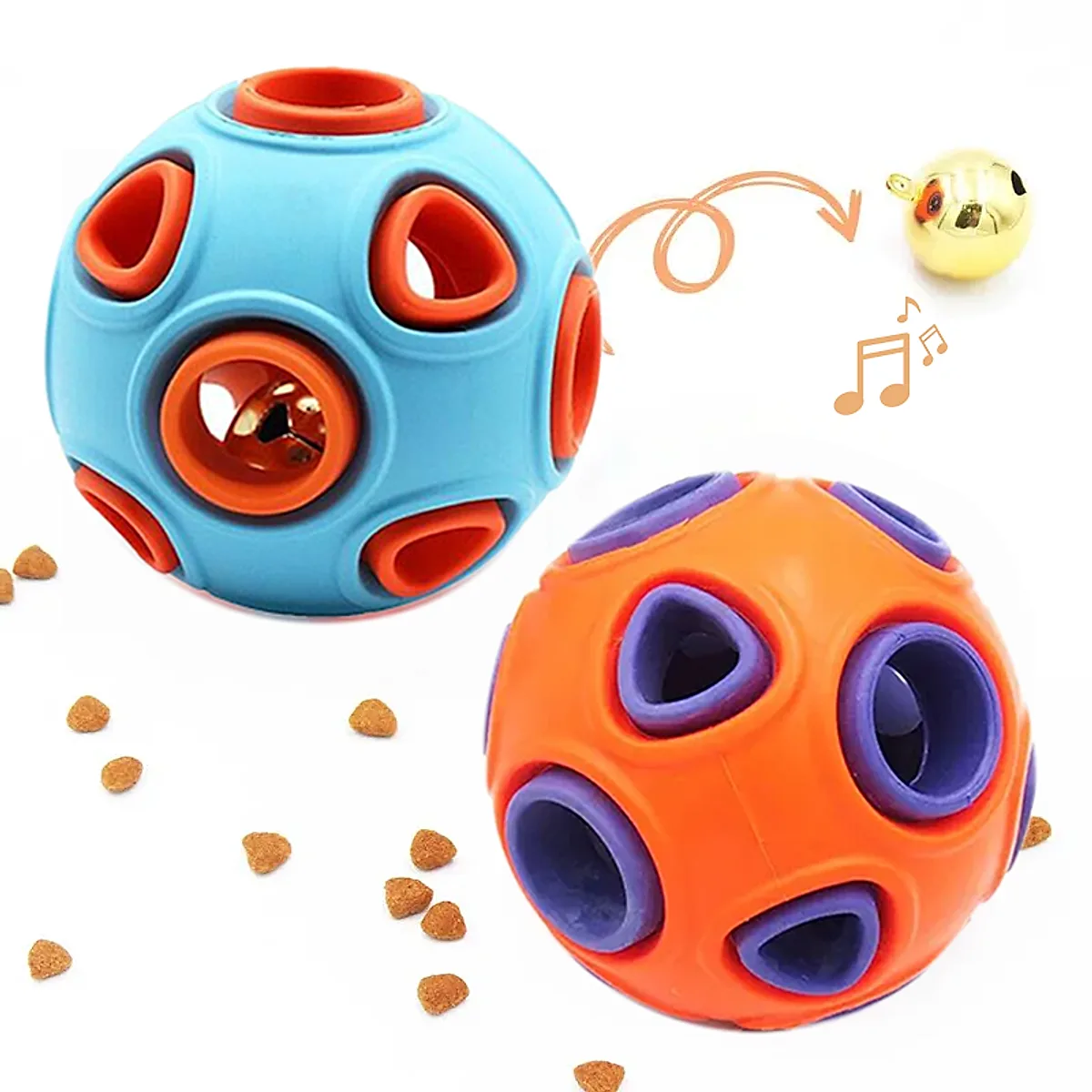 Dog Rubber Ball With Bell Sound, 2-Pack, Interactive Pet Chew Toy For Puppies - Image 10