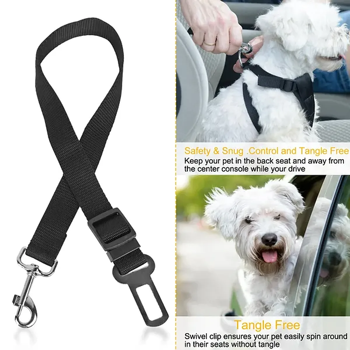2Pcs Pet Dog Seat Belt Leash Adjustable Pet Dog Cat Safety Leads Harness - Image 2