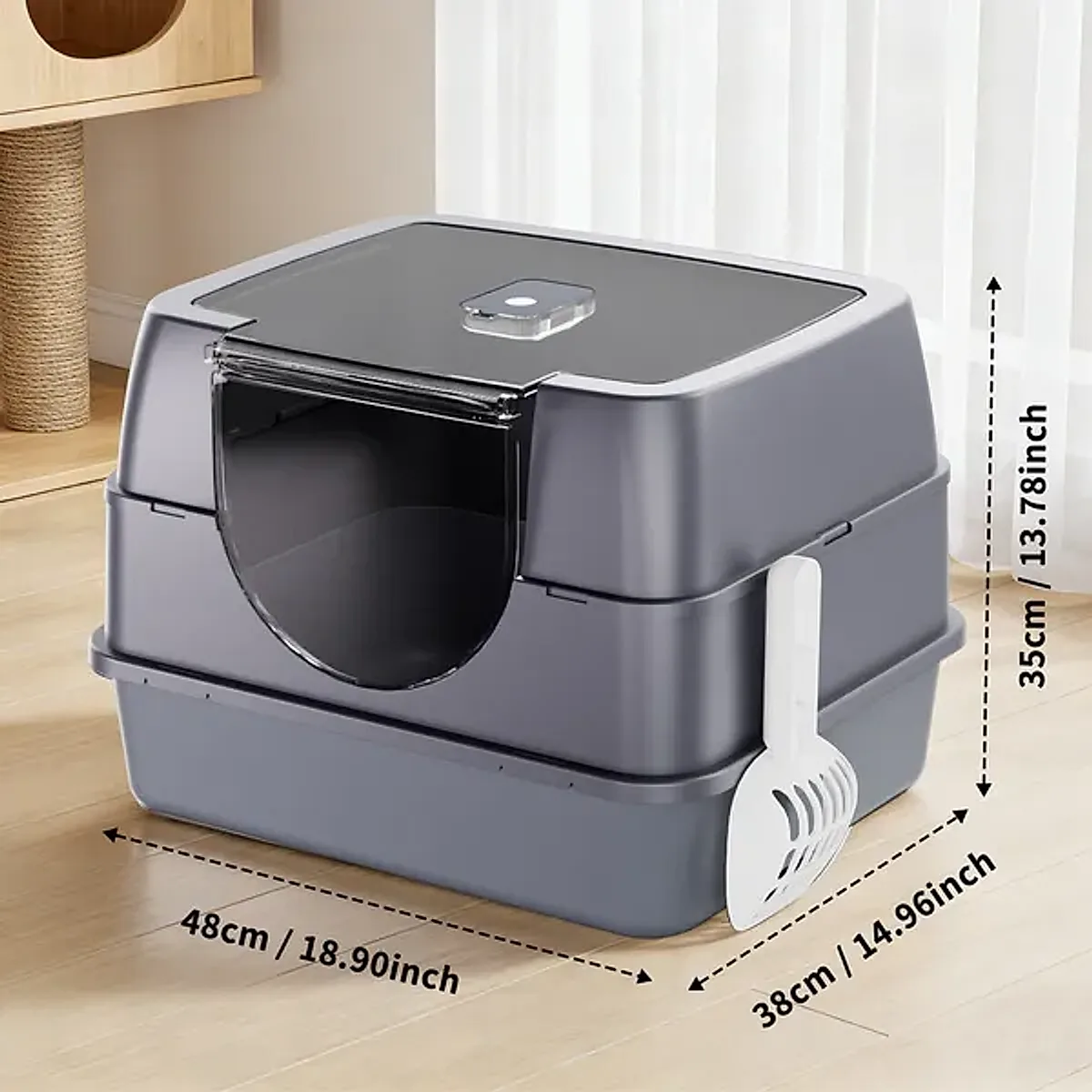 Enclosed Cat Litter Box, Orange - Odor-Locking, Spacious For Large Cats, A - Image 7