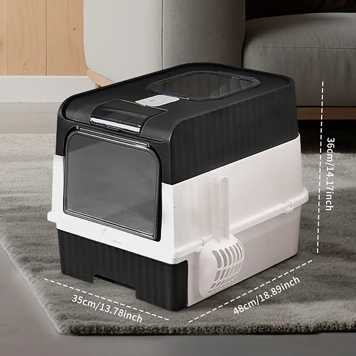 Fully Enclosed Magic Cube Litter Box, Top&Front Entry, Pull-Out Drawer, - Image 6
