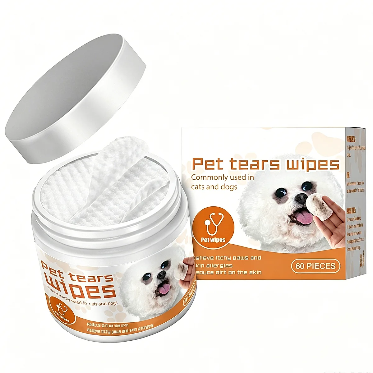 Pet Tear Stain Wipes For Dogs & Cats, Natural Aloe & Chamomile Extract Gentle - Image 6