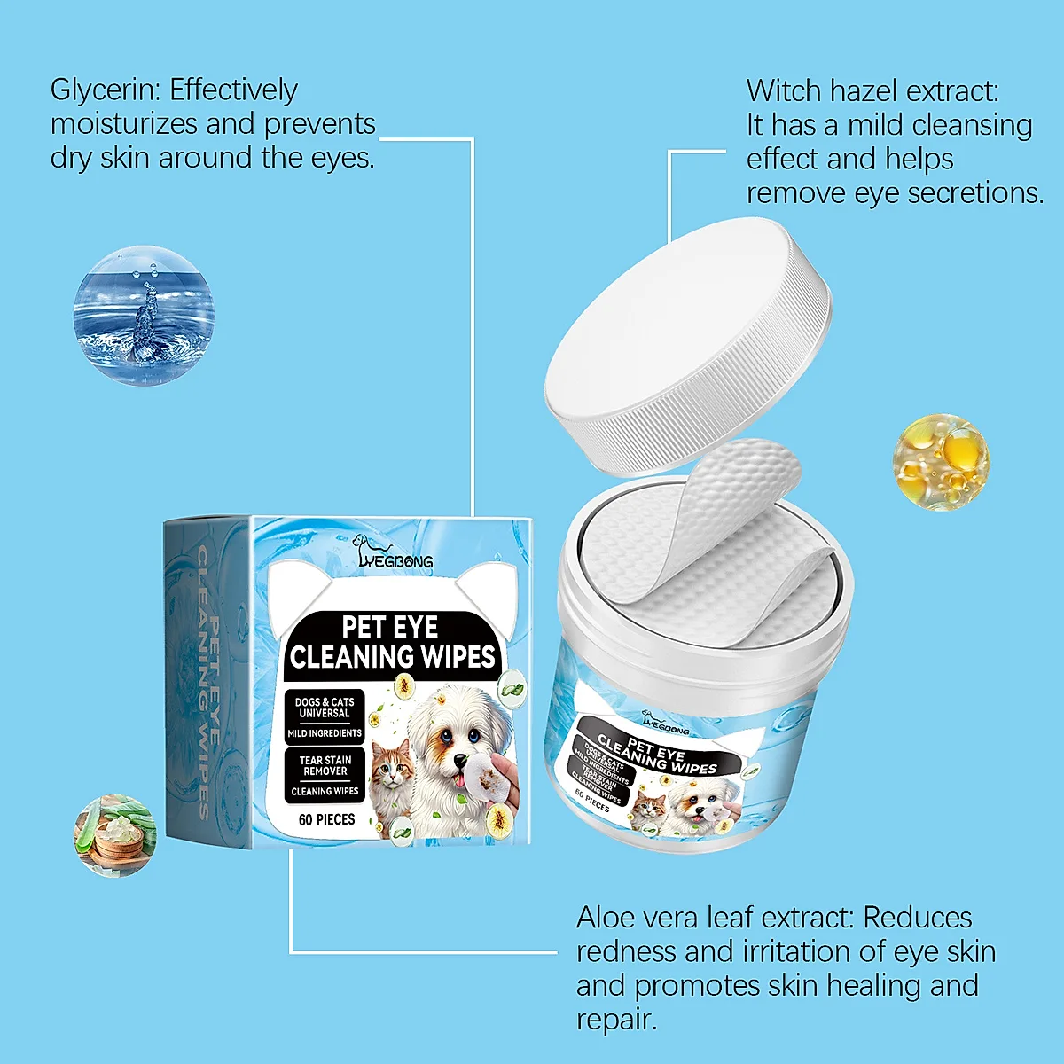 Pet Eye Cleaning Wipes For Dogs & Cats, Tear Stain Remover Pads, Mild Citric - Image 7