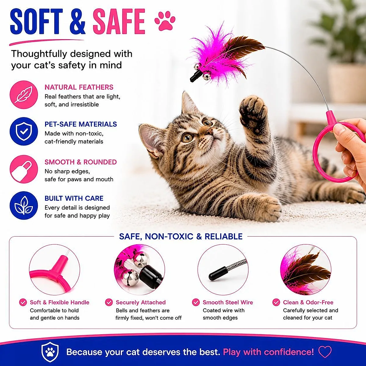 Wearable Cat Feather Collar Toy Interactive Neck-Worn Cat Teaser Automatic