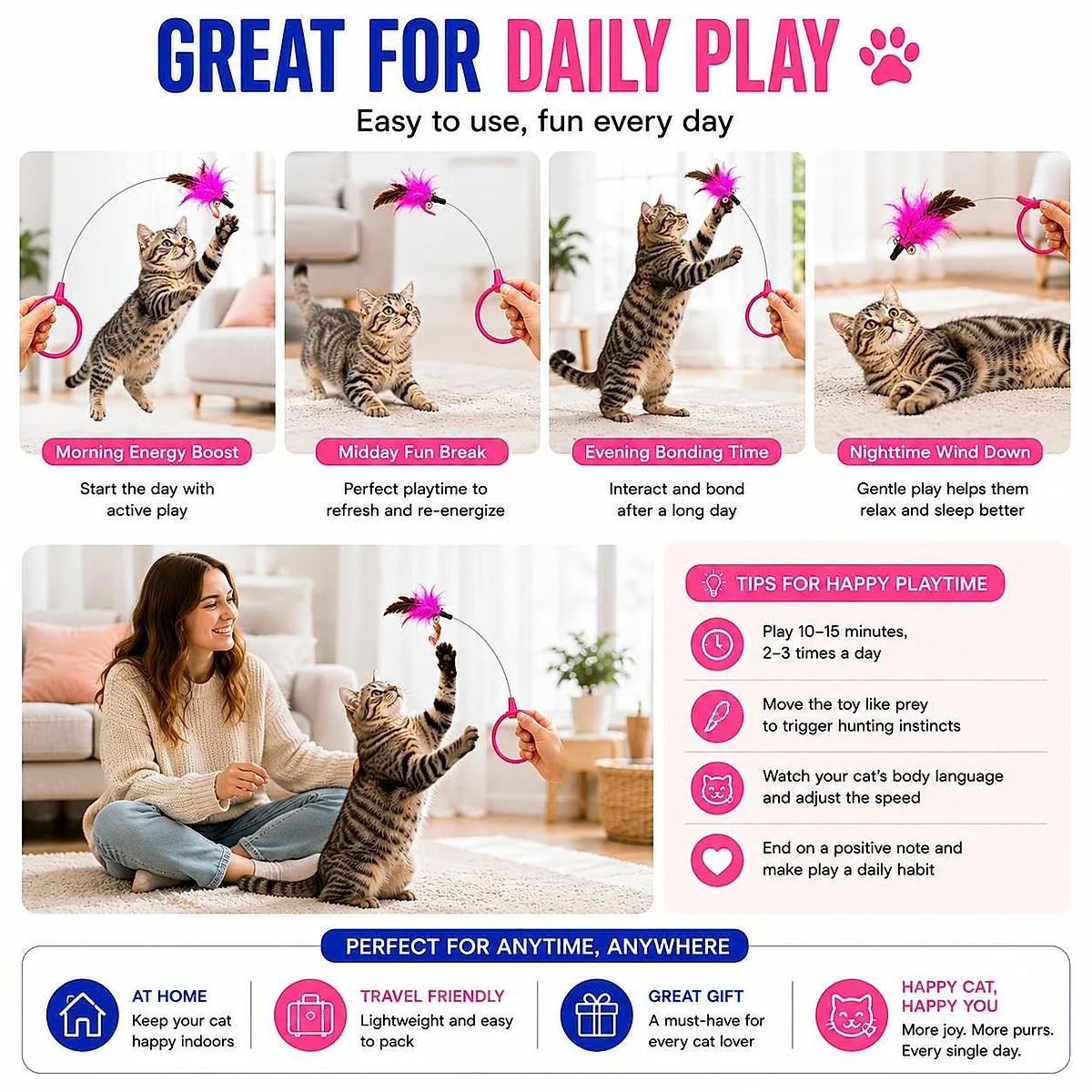 Wearable Cat Feather Collar Toy Interactive Neck-Worn Cat Teaser Automatic - Image 2