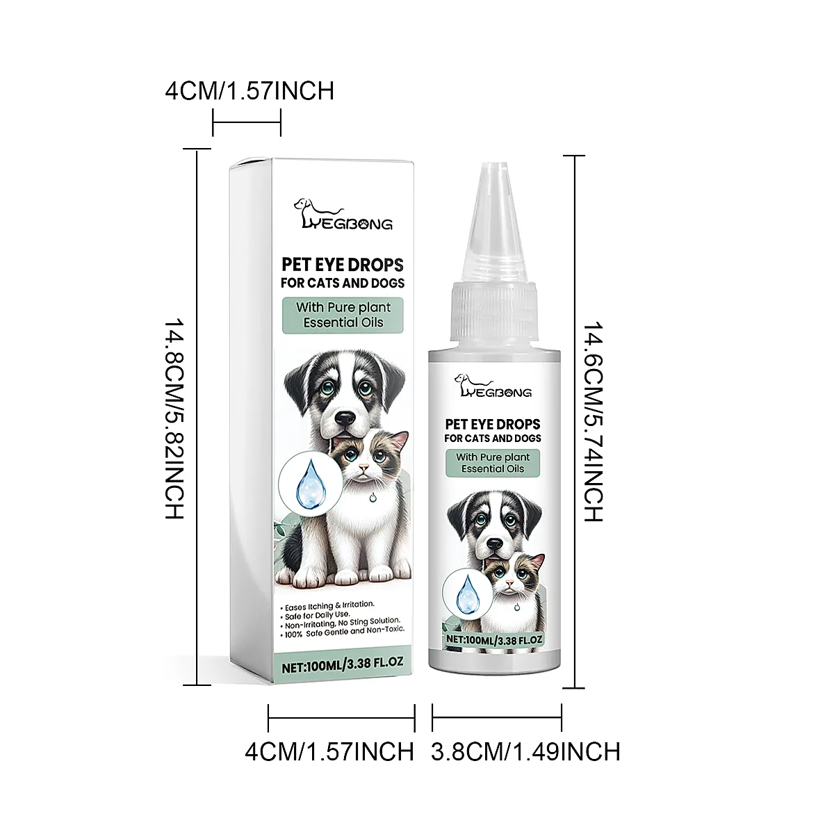 Pet Eye Drops For Dogs & Cats, Gentle Eye Cleaner With Honeysuckle Oil & - Image 4